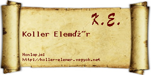 Koller Elemér névjegykártya